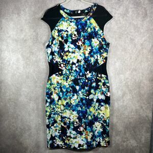 Worthington Dress Womens 16 Black Floral Cap Sleeve Lined Career‎ Artsy Business